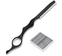 JYSNOW Navaja de Afeitar, Cuchillo para Adelgazar el Cabello, Cuchilla de Afeitar de Peinado con 10 Navajas de Repuesto, Navaja Peluqueria Profesional, para Uso de Salón Casa (Negro)