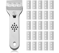 JYSNOW Raspador Vitroceramica, Rascador de Acero Inoxidable, con 25 Cuchillas de Repuesto, para Limpieza Rascar la Estufa Rascador de Horno Rascar Etiquetas, Adhesivos