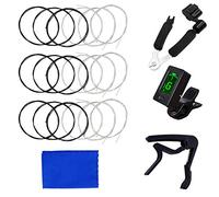 JYsun Cuerdas de guitarra clásica, nailon negro y gutar Tuenr Rrestringing Tool Guitar Capo Blue Cleaning Cloth
