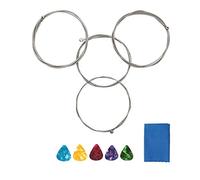JYsun - Juego completo de cuerdas para bajo eléctrico, núcleo de acero y aleación de níquel con extremo de bola chapado en níquel con 1 paño de limpieza azul y 5 púas de guitarra