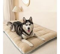 Jyswx Cama para perros extragrande - Colchón para perros calmante lavable con parte inferior antideslizante, suave y cómodo, cojín para perros grandes, beige, 90 × 45 × 5 cm