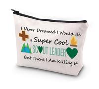 JYTAPP Girl Scout Novedad Bolsa de maquillaje Girl Scout Líder de Tropa Regalo I Never Dreamed I 'd Grow Up To Be a Super Cool Scout Líder Bolsa de cosméticos Bolsa de viaje Scouting Viaje Regalo, Beige