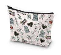 JYTAPP SSDGM - Bolsa de cosméticos para regalos de crímenes verdaderos, My Favorite Murder SSDGM estilo temático con cremallera, mercancía True Crime Junkie, Beige, Talla única, Moda