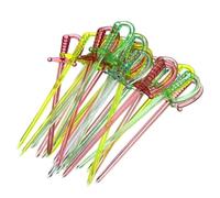 JYTDBCS Paquete de 100 palillos de espada de cóctel retro, espadas piratas de plástico, espadas de cóctel, espadas de cóctel de plástico, palitos de cóctel