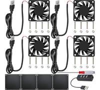 JYUDAUFU 4 piezas 60mm × 10mm 6010 USB Ventilador de refrigeración sin escobillas DC 5V 3300RPM con accesorios, para bricolaje/prueba/impresora 3D/carcasa de PC/DVR/CPU/pequeños electrodomésticos