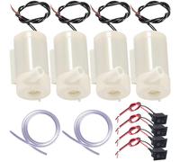 JYUDAUFU Lot de 4 mini pompes à eau DC 3-5 V, micro moteur submersible avec tuyau d'eau flexible (1 m), interrupteur, pour aquariums, fontaines d'étang et jardins hydroponiques (4 blanches)