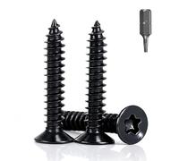 Jyvex 100 tornillos de acero inoxidable negro cabeza avellanada, M5 x 20 mm, tornillos Torx negros para paneles acústicos, tornillos autorroscantes con aglomerado, rosca completa, tornillos