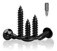 Jyvex Paquete de 100 tornillos para chapa negros M4 x 10 mm - Tornillos para madera con cabeza plana - Tornillos negros para paneles acústicos, paneles acústicos galvanizados - Accesorios con