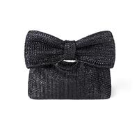 Jywmsc Pajarita Bolso Bolso de Paja para Mujeres Verano Playa Vacaciones Tejido Puese Bolsos para Formal Fiesta Boda