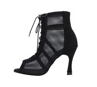 Jywmsc Zapatos de Baile de Salón para Mujeres Tacones de Baile Negro Señoras Suela de Gamuza Salsa Bomba Latina Tacón de 9 cm
