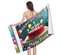 JYWXSQLT Hermosa toalla de baño de feliz cumpleaños, de gran tamaño, resistentes a la decoloración, sin pelusas, suaves y absorbentes, se secan más rápido, perfectas para el baño