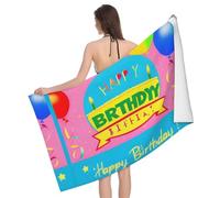 JYWXSQLT Toalla de baño con globo de feliz cumpleaños, de gran tamaño, resistente a la decoloración, sin pelusas, suave y absorbente, se seca más rápido, perfecta para el baño