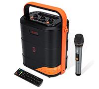 JYX Altavoz Karaoke Bluetooth con Micrófonos Inalámbrico, Sistema de PA Portátil Recargable,TWS, Radio MP3 USB/TF/FM/Rec para la Fiesta (Naranja)