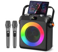 JYX Karaoke con 2 micrófonos, Altavoz Karaoke Bluetooth y Luces de DJ para Adultos y niños, PA Sistema con micrófono Karaoke Profesional portátil para Fiestas en casa, al Aire Libre