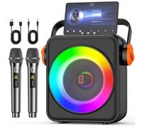 JYX Karaoke con 2 microfonos, Altavoz Karaoke Portátil Bluetooth 5.3 con 2 Micrófonos Inalámbricos para Adultos, Sistema PA con Ajuste de Eco, Soporta TWS/TF Card/USB/AUX/Live