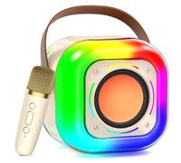JYX Karaoke con Microfono, Máquina de Karaoke, Altavoz Bluetooth portátil para Adultos y niños,Karaoke con 2 micrófonos inalámbricos, Sistema PA con Luces LED para Fiestas