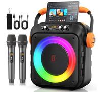 JYX Karaoke Maschine, Karaoke Anlage Mit 2 Mikrofonen, Tragbare Karaoke Maschine Mit 2 Drahtlosen Mikrofone, Bluetooth Lautsprecher Box Für Erwachsene/Kinder Mit Led Lichteffekte