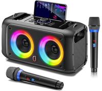 JYX Máquina de Karaoke con 2 Micrófonos Inalámbricos, Sistemas Portátiles Bluetooth para Niños y Karaoke de Adultos, Altavoz PA, Kit de Karaoke Completo, Compatible con Tarjeta TF/USB, Entrada AUX y
