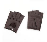 JYXinglong Men's Unlined Goat Leather Gloves for Motorcycle Driving and Racing, Half Finger Gloves with Exposed Fingers BAN19 (Brown, L)(Brown,L)