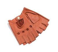 JYXinglong Men's Unlined Goat Leather Gloves for Motorcycle Driving and Racing, Half Finger Gloves with Exposed Fingers BAN19 (Brown, L)(Orange,M)