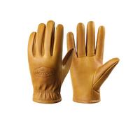 JYXinglong NAN198H Men's Oil Waxed Leather Gloves, Sheep Wool Lining for Motorcycle Riding, Vintage Yellow(M)(M)