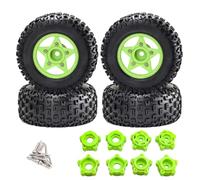 JYYTERD Accesorios Coches RC para Traxxas para Slash para Arrma para Senton para Vkar para Sctx10 para Hpi 1/8 1/10 4 Uds. Neumático Camión Recorrido Corto 109mm Rueda Hexagonal 12mm 14mm 17mm(Green)