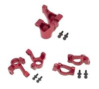 JYYTERD Accesorios Radiocontrol para Traxxas para LaTrax para Teton 1/18 RC Piezas Actualización Coche 6 Bloque Dirección Delantero Metal Ruedas Portador Eje Trasero Modificadas(Red)