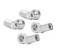 JYYTERD Biela RC para Axial para SCX10 D90 1:10 RC Car Crawler Repuestos 4 Piezas Aluminio 6061 M3 Extremo De Barra Pivote Doblado Ancho Bolas(Silver)
