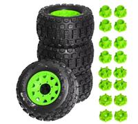 JYYTERD Neumáticos Coche RC para TRAXXAS para MAXX para ARRMA para Granite para Kraton 1/10 RC para Monster Stunt Truck Neumático De 128 Mm 12 Y 14 Hexagonal 4 Piezas(Green)