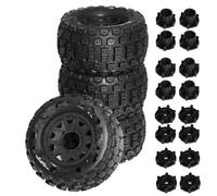 JYYTERD Neumáticos Coche RC para TRAXXAS para MAXX para ARRMA para Granite para Kraton 1/10 RC para Monster Stunt Truck Neumático De 128 Mm 12 Y 14 Hexagonal 4 Piezas(Black)