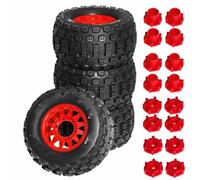 JYYTERD Neumáticos Coche RC para TRAXXAS para MAXX para ARRMA para Granite para Kraton para Outcast 1/10 RC 128mm para Monster Stunt Truck Tire Y Hex(Red,B)