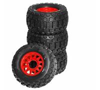 JYYTERD Neumáticos Coche RC para TRAXXAS para MAXX para ARRMA para Granite para Kraton para Outcast 1/10 RC 128mm para Monster Stunt Truck Tire Y Hex(Red,A)