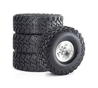 JYYTERD Neumáticos Coche RC para Traxxas para TRX4 D110 para Axial para SCX10 para MST Juego Llantas De Goma con Bloqueo Talón Metal 120 Mm Y 1,9" para Vehículos RC Crawler 1/10(Silver)