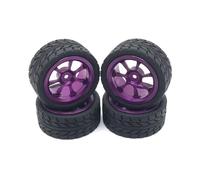 JYYTERD Neumáticos Coche RC para Wltoys 144001 144010 124007 124016 124019 A959 A959-B RC Piezas Actualización De Coche Llanta Rueda Metal Neumático Goma 65 Mm Hex 12(Purple)