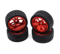 JYYTERD Neumáticos Coche RC para Wltoys 144001 144010 124007 124016 124019 A959 A959-B RC Piezas Actualización De Coche Llanta Rueda Metal Neumático Goma 65 Mm Hex 12(Red)