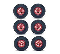 JYYTERD Neumáticos Coche RC para WPL B16 B36 para JJRC Q60 Q63 Q64 para Fayee FY004 para MN-77 RC Piezas De Coche 6 Uds Metal Beadlock Rueda para Cubo Borde Rubbr Neumático(Red)
