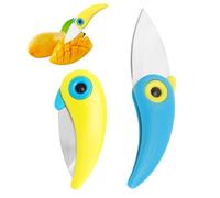 JYYWTSI 2PCS Multifuncional Pelador Cortador Portátil, Pájaro de Bolsillo Plegable del Cuchillo Cortador Pequeño Cuchillo Plegable con Hoja Afilada de 5 cm, Cuchillo de Fruta con Forma de Loro