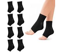 JYYWTSI 4 Pares Tobillera, Talla Única Soporte Tendón de Aquiles, Achilles Tendonitis Heel Protector Socks con Talonera Gel 4 mm Protector Talón para Fascitis Plantar Hombre Mujer Negro