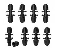 JYYWTSI 8 Piezas Conector Riego por Goteo 6 Vías, 16mm a 4/7mm Micro Drip Conector de Reducción, Conector con Púas y Tapones PP Negro Antigoteo para Tubo de Riego y Sistema de Riego