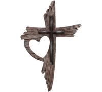 JYYWTSI Cruz de Pared, Cruz de Madera 20 x 30 cm Crucifijo de Pared Marrón con Motivo Impreso, Decoración Religiosa Cristiana para Hogar Salón Iglesia Bautizo Primera Comunión Confirmación