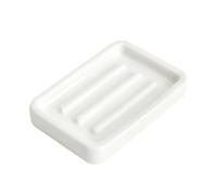 JYYWTSI Jabonera de cerámica, 12,6 x 8,8 x 2 cm, color blanco, rectangular, con 3 ranuras de drenaje, esmalte antideslizante y liso, para lavabo, baño, cocina, para jabón sólido