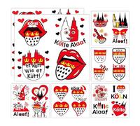 JYYWTSI Juego de 12 tatuajes temporales para carnaval de Colonia, tatuajes temporales para carnaval y festival, grandes motivos para fiestas temáticas, Halloween, carnaval y disfraz