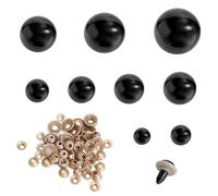 JYYWTSI Ojos de Seguridad Crochet - Lote de 90 Ojos Amigurumi Negros de Plástico con Arandelas, 10-30 mm para Peluche, Muñeca y Proyectos DIY Crochet