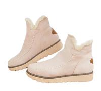 jyyyou Botas de nieve clásicas antideslizantes para mujer, botines cálidos forrados con piel antideslizante, botas de tacón plano con soporte para el arco