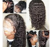 JYZ Pelucas de cabello humano de encaje completo, pelo rizado y húmedo birmano, densidad del 150 %, cabello humano crudo, pelucas de encaje completo, nudos blanqueados con abuelitos, 12 pulgadas