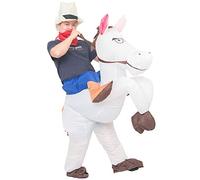 JYZCOS Disfraz de vaquero inflable para adulto, disfraz de jinete de caballo occidental, Halloween (Blanco)