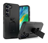 JZ 2in1 PC TPU Full Body Protective Casos para Samsung Galaxy S23 with Kickstand, Car Magnetic Suction, Screen&Camera Protection Shockproof TPU Bumper Cover - Black