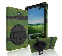 JZ 360 Degrees Kickstand Funda Cover Compatible with Galaxy Tab A 10.1 2016 (NO S Pen Version) SM-T580/T585/T587 Stand Funda with Wrist Strap and Shoulder Strap - Camouflage