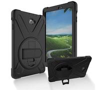JZ 360 Degrees Kickstand Funda Cover Compatible with Galaxy Tab A 10.1 2016 (NO S Pen Version) SM-T580/T585/T587 Stand Funda with Wrist Strap and Shoulder Strap - Black