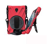 JZ 360 Degrees Kickstand Funda Cover Compatible with Galaxy Tab A 10.5 2019 (SM-T590,T595,T597) Stand Funda with Wrist Strap and Shoulder Strap - Red